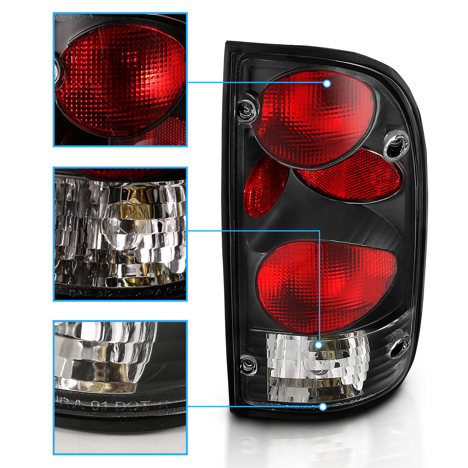 TOYOTA TACOMA 95-00 TAIL LIGHTS G2 BLACK
