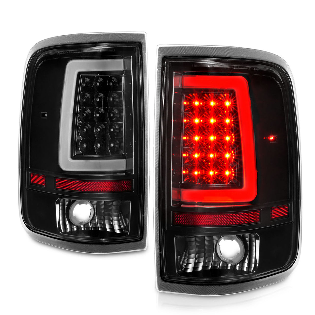 FORD F-150 04-08 LED TAIL LIGHTS BLACK HOUSING CLEAR LENS (W/ C LIGHT BAR)