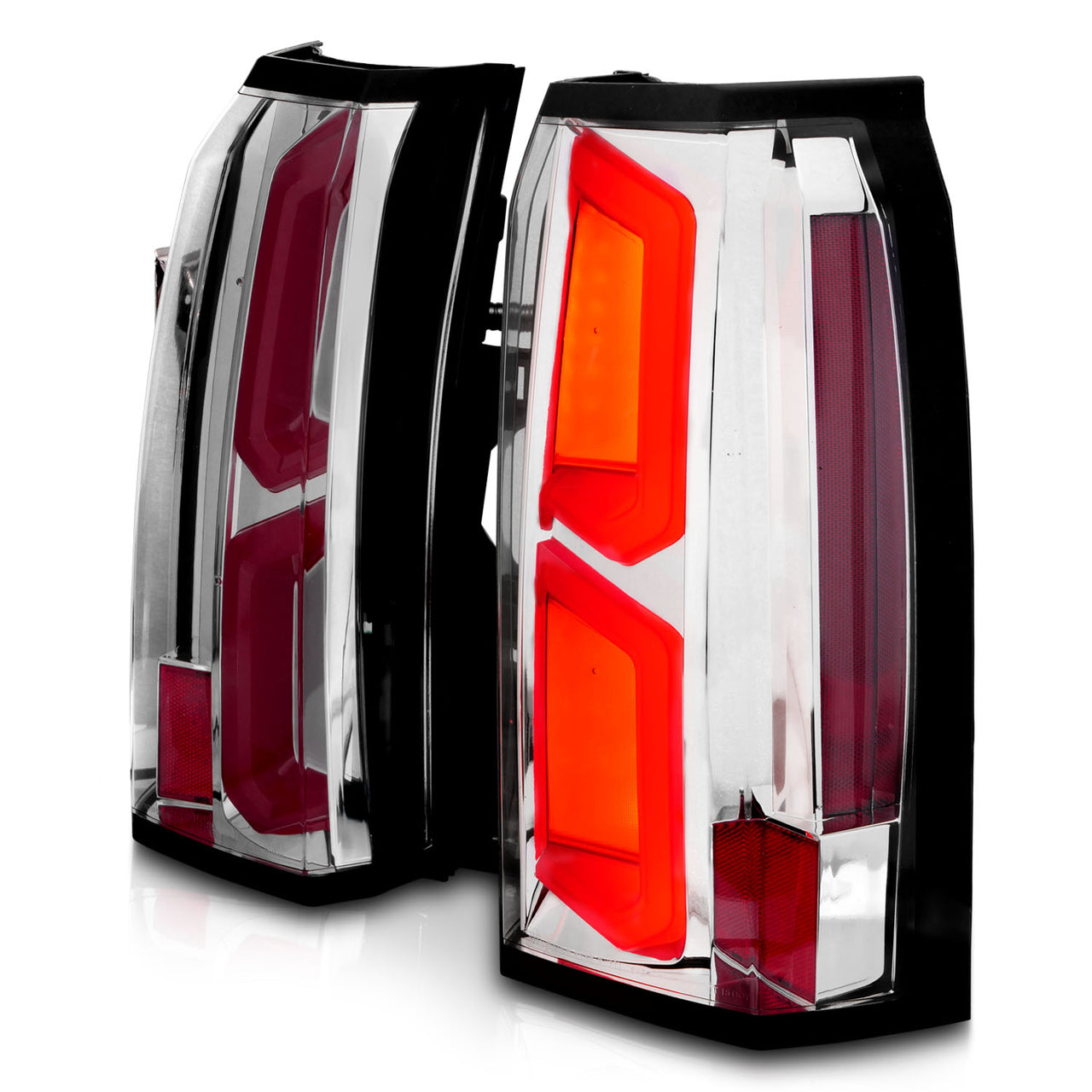 CHEVY TAHOE/SUBURBAN 15-17 LED TAIL LIGHTS ALL CHROME W/ C-LIGHT BAR