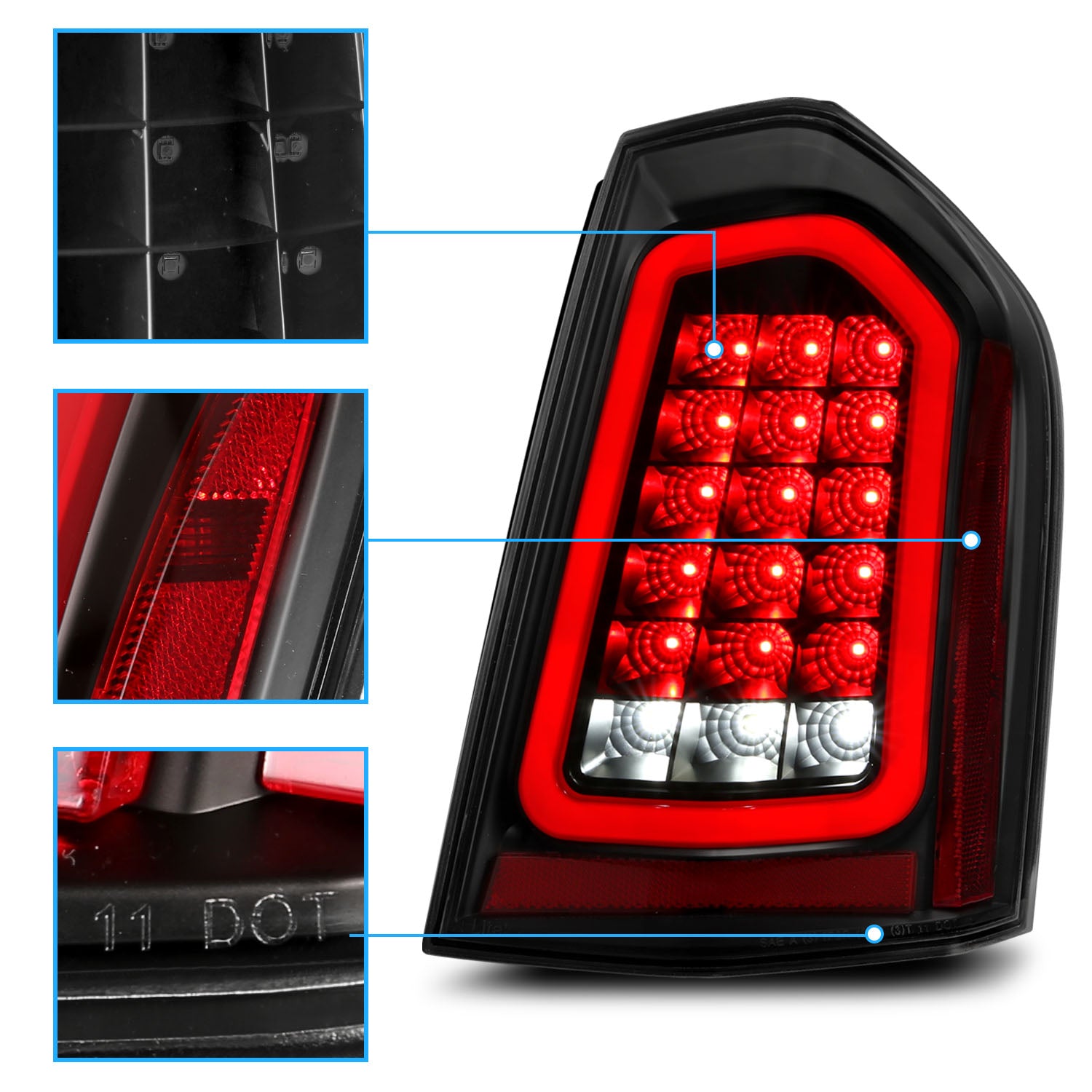 CHRYSLER 300 11-14 LED TAIL LIGHTS BLACK