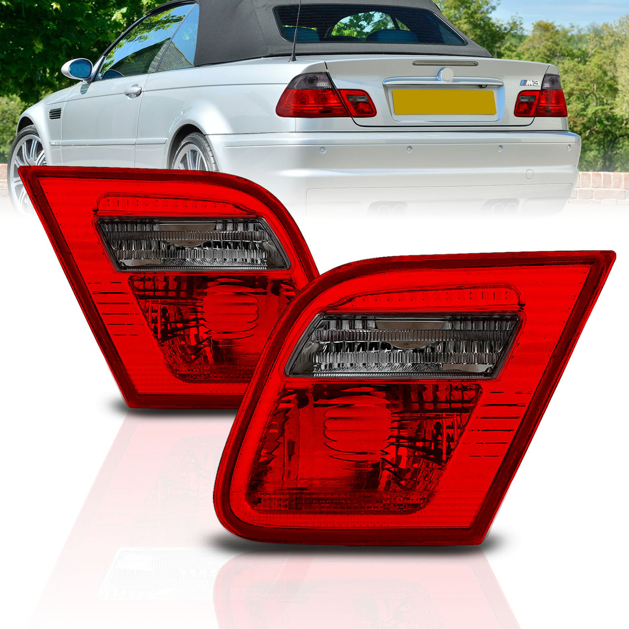 BMW 3 SERIES E46 99-01 2DR INNER TAIL LIGHTS RED/SMOKE