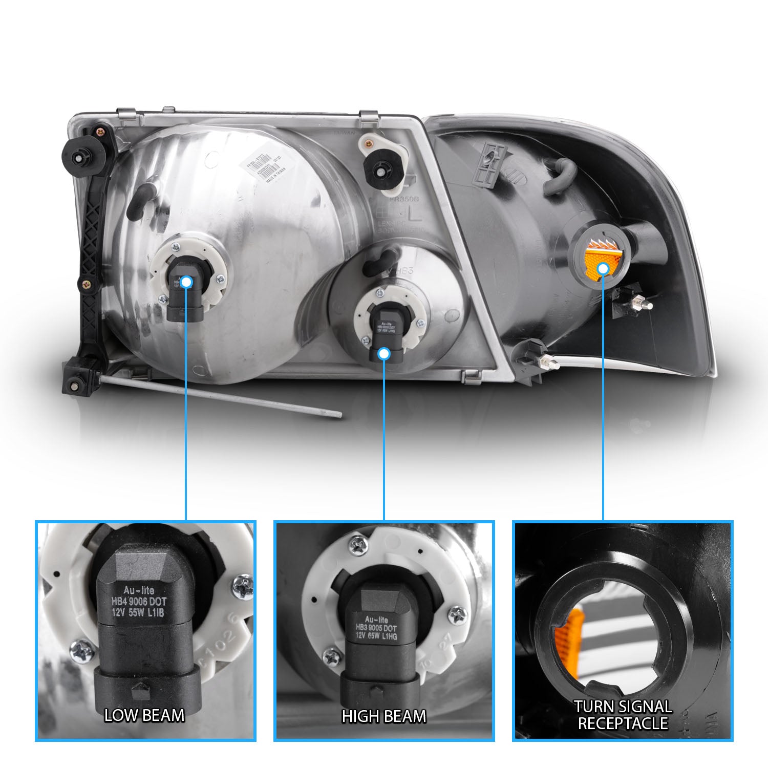 FORD EXPLORER 02-05 HEADLIGHTS BLACK W/ CORNER LIGHTS AMBER