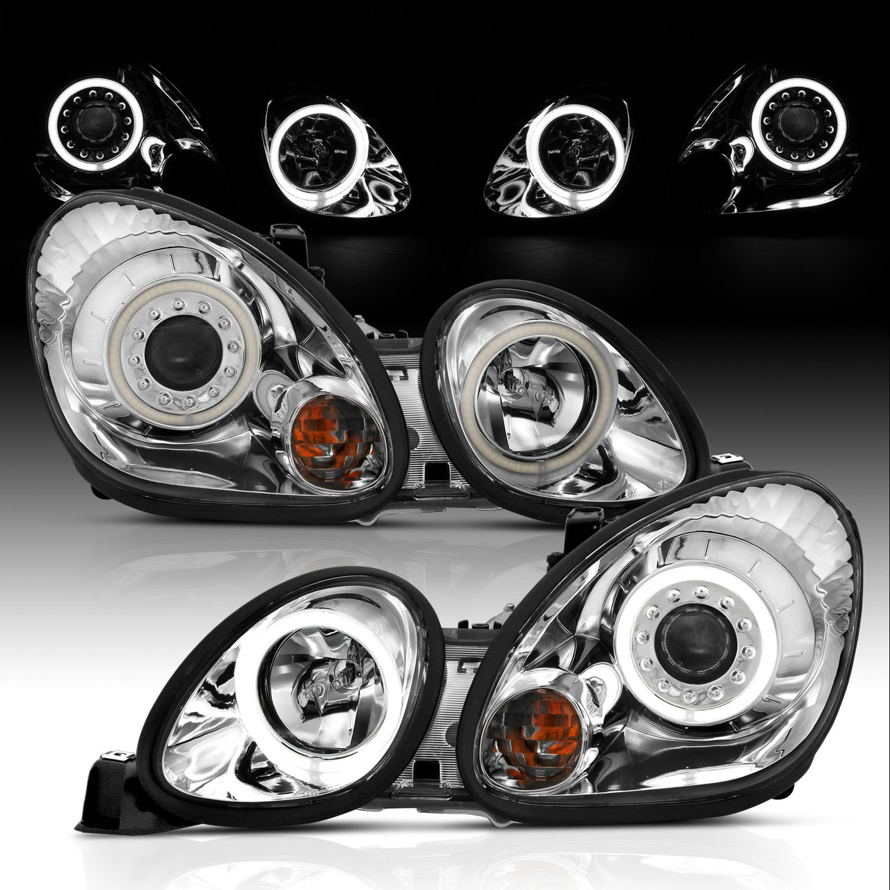 LEXUS GS 300/400 98-05 PROJECTOR HEADLIGHTS HALO CHROME CLEAR (RX HALO)
