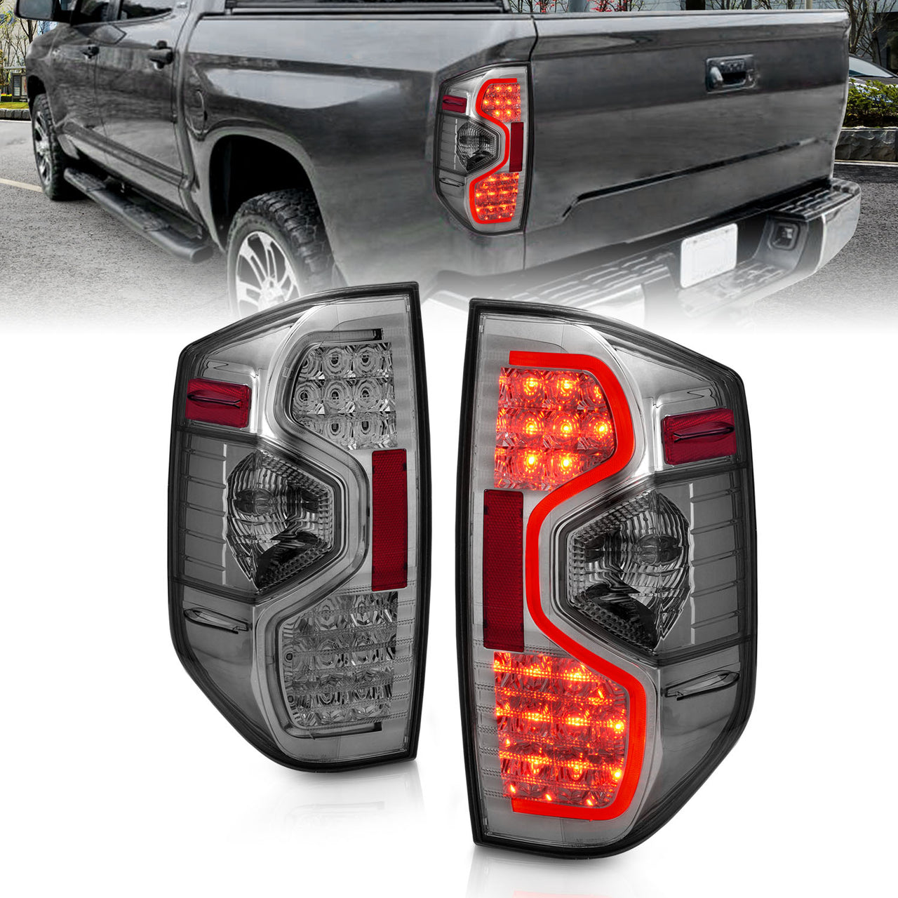 TOYOTA TUNDRA 14-18 LED TAIL LIGHTS SMOKE LENS