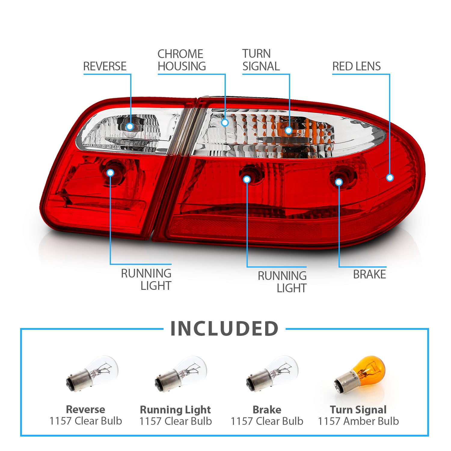 MBZ E CLASS W210 00-02 TAIL LIGHTS G2  RED/CLEAR (W/O LED)