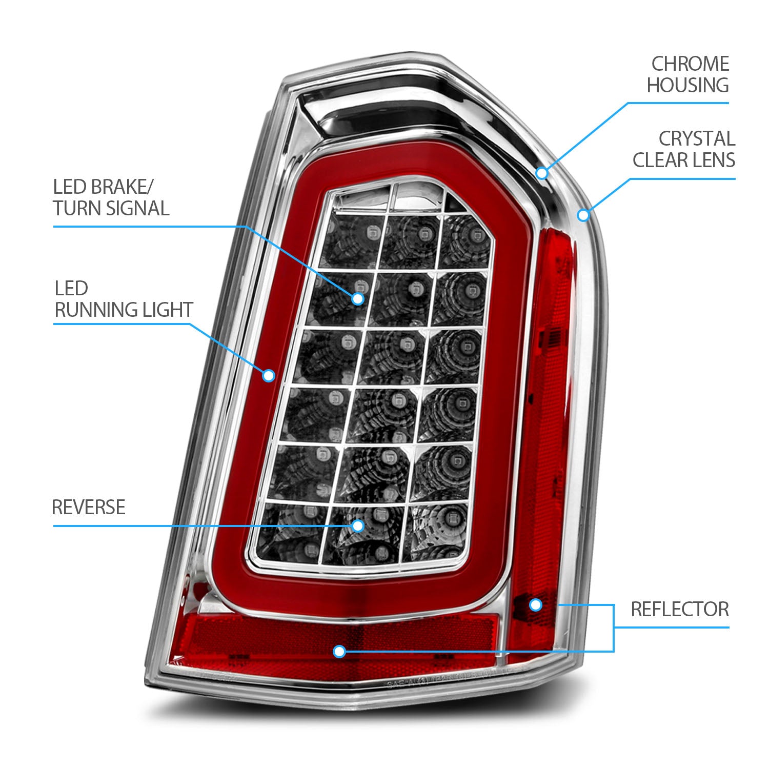 CHRYSLER 300 11-14 LED TAIL LIGHTS CHROME