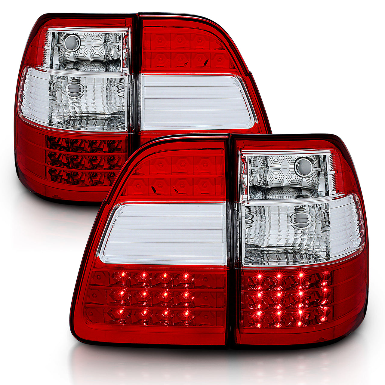 TOYOTA LAND CRUISER FJ100 98-05 LED TAIL LIGHTS G2 RED/CLEAR