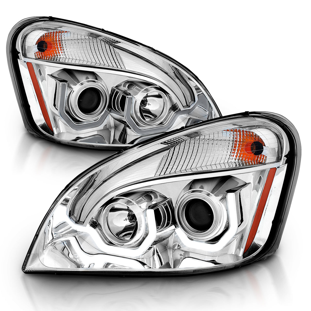 FREIGHTLINER CASCADIA 08-15 PROJECTOR PLANK STYLE H.L CHROME AMBER REFLECTOR