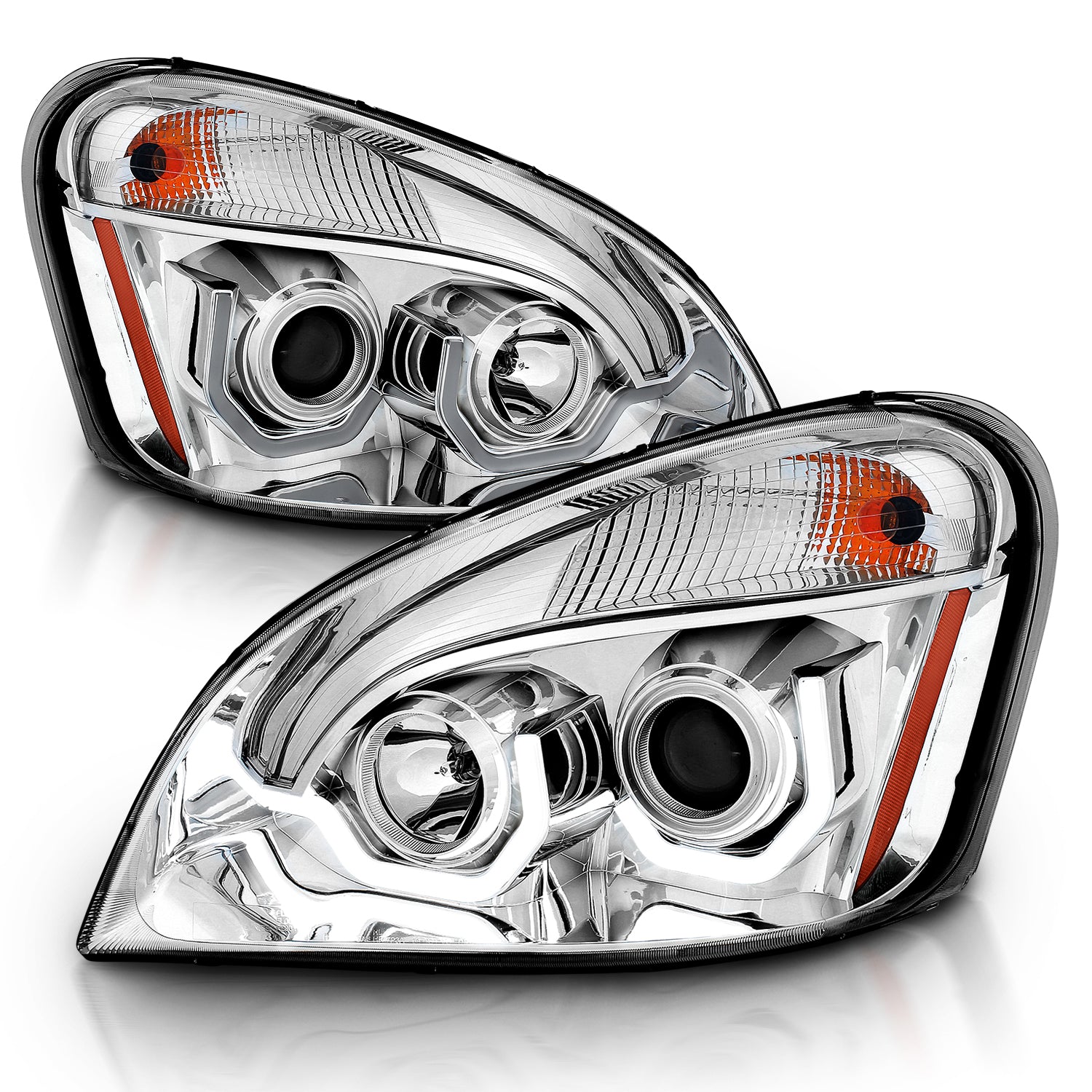 FREIGHTLINER CASCADIA 08-15 PROJECTOR PLANK STYLE H.L CHROME AMBER REFLECTOR