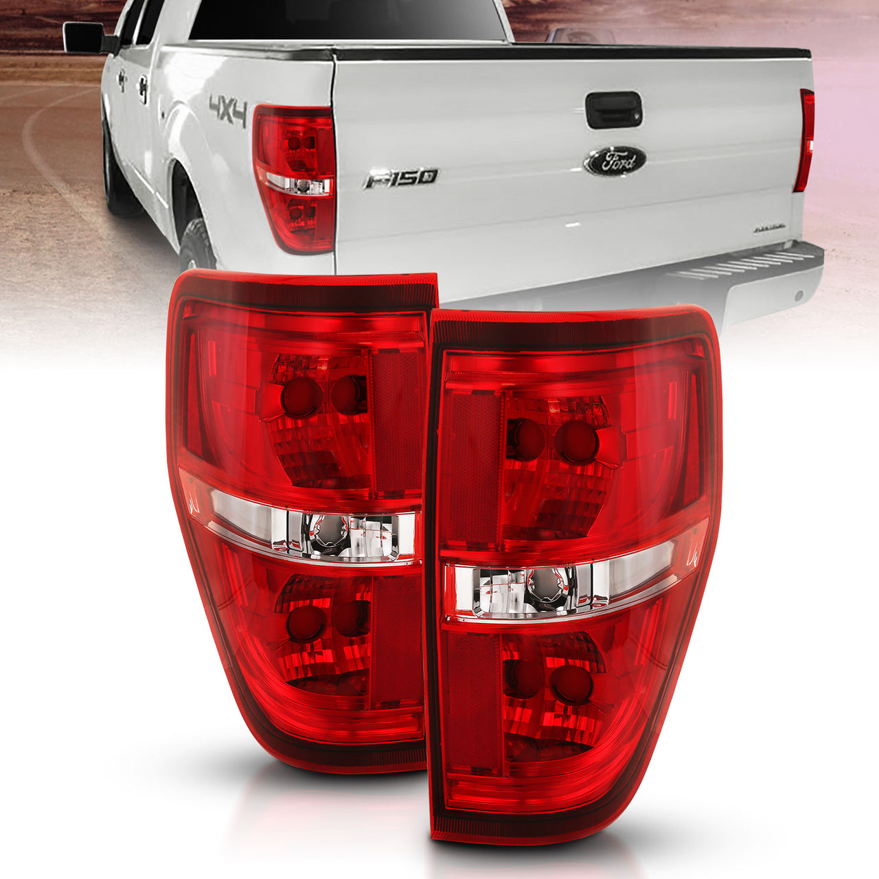 FORD F-150 09-14 TAIL LIGHTS RED/CLEAR (W/O BULB)