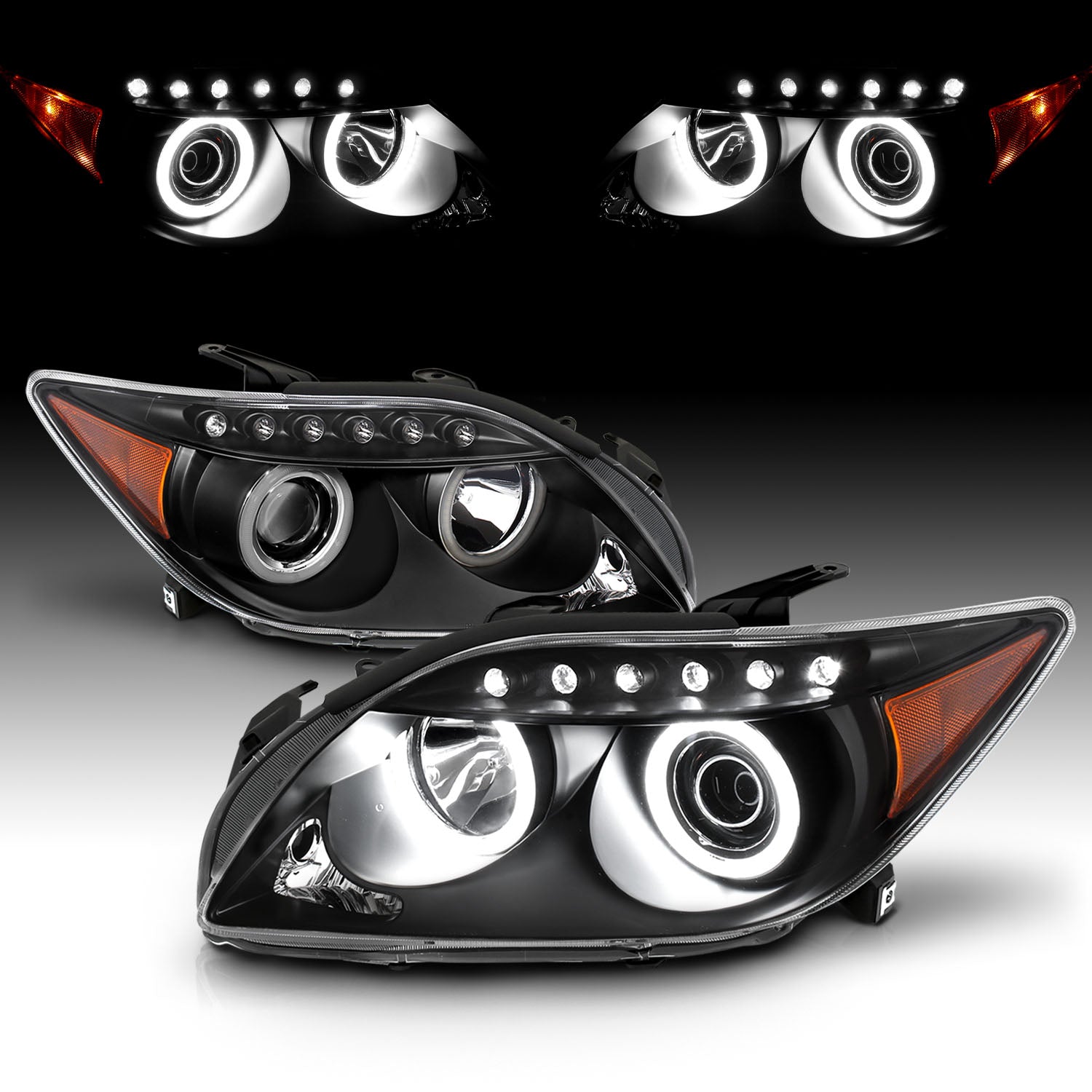 SCION TC 05-10 PROJECTOR HEADLIGHTS HALO BLACK CLEAR AMBER (RX HALO)
