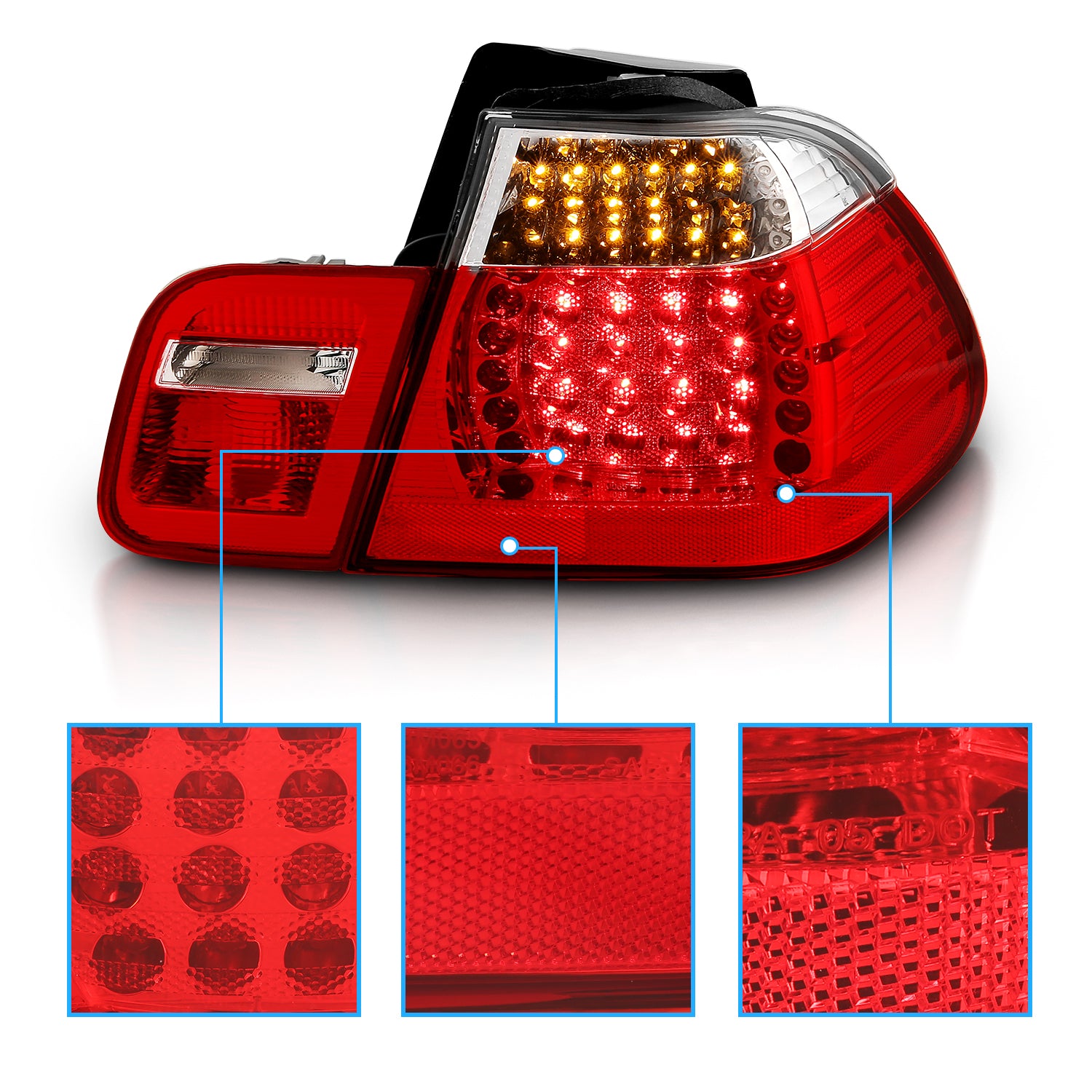BMW 3 SERIES E46 99-01 4DR LED TAIL LIGHTS RED/CLEAR 4PCS