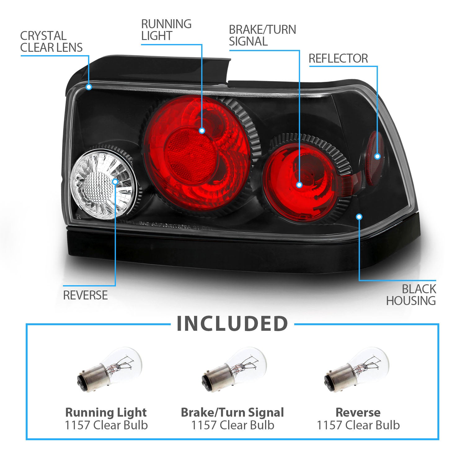 TOYOTA COROLLA 93-97 TAIL LIGHTS BLACK