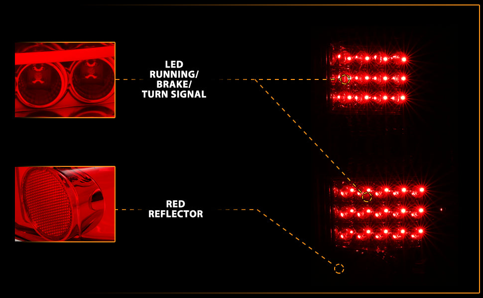 CHEVY TAHOE/SUBURBAN/GMC DENALI 00-06 LED TAIL LIGHTS G2 RED/CLEAR