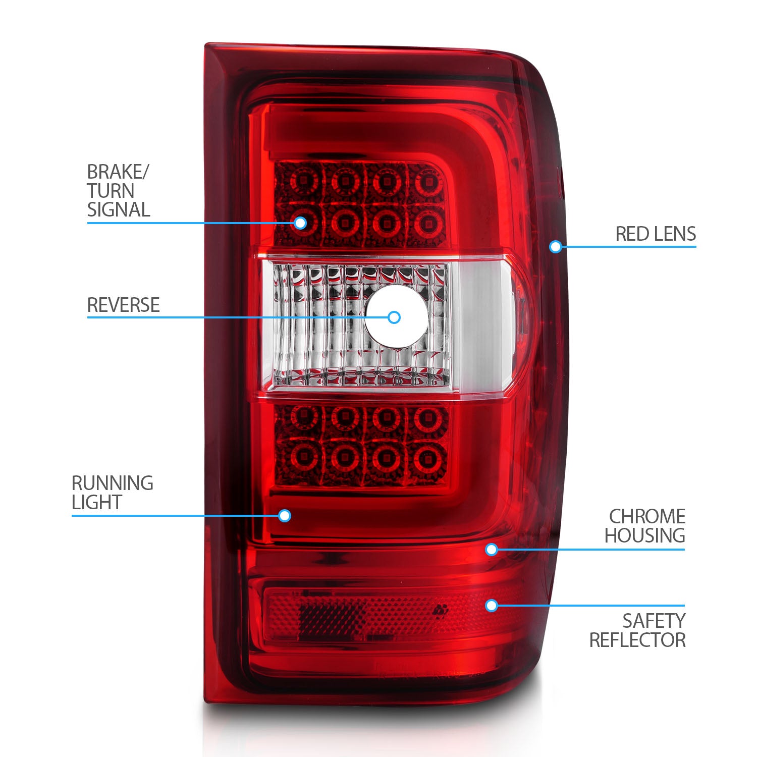 FORD RANGER 01-11 TAIL LIGHTS RED/CLEAR LENS W/C LIGHT BAR