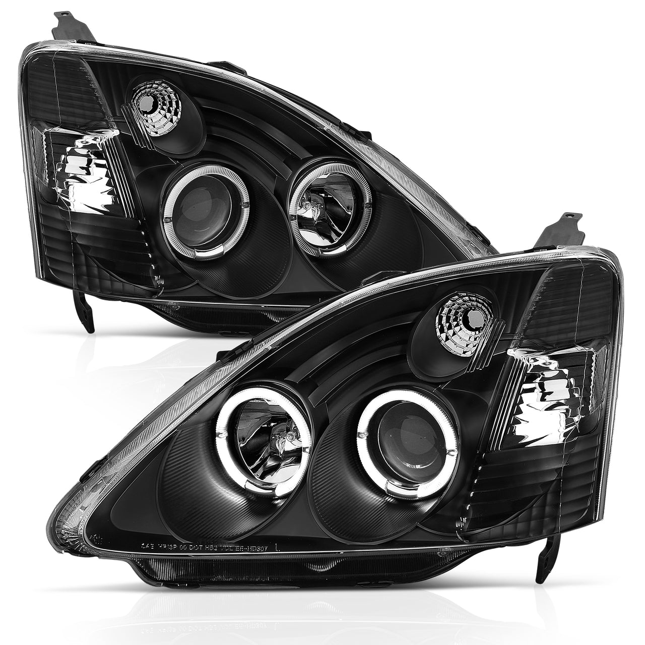 HONDA CIVIC 02-04 3DR PROJECTOR HEADLIGHTS HALO BLACK CLEAR