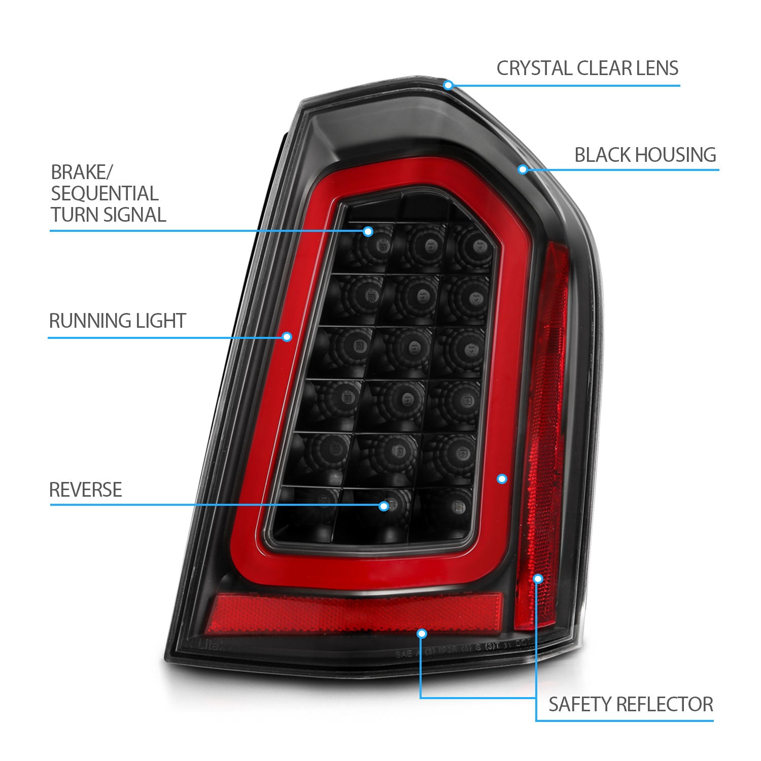 CHRYSLER 300 11-14 LED TAIL LIGHTS BLACK (SEQUENTIAL SIGNAL)