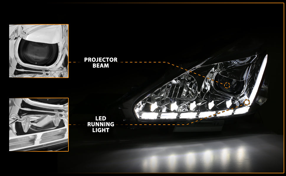 NISSAN ALTIMA 13-15 4DR PROJECTOR LIGHT BAR STYLE HEADLIGHTS CHROME CLEAR AMBER