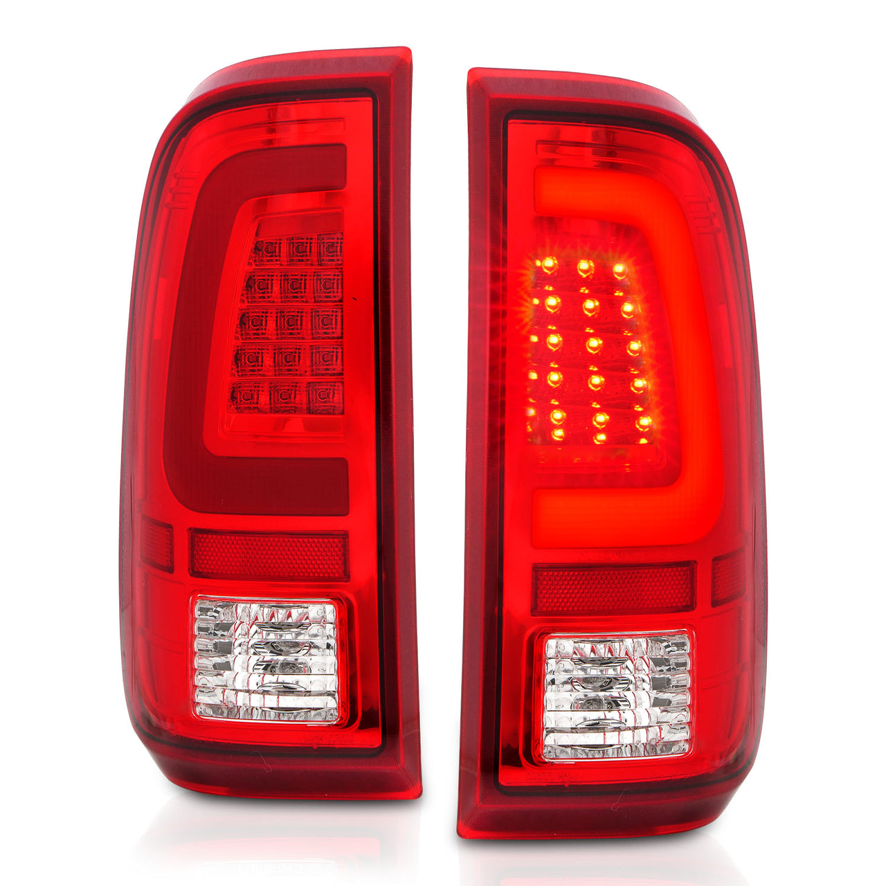 FORD F-250/SUPER DUTY 08-16 LED TAIL LIGHTS RED/CLEAR W/ C LIGHTS BAR