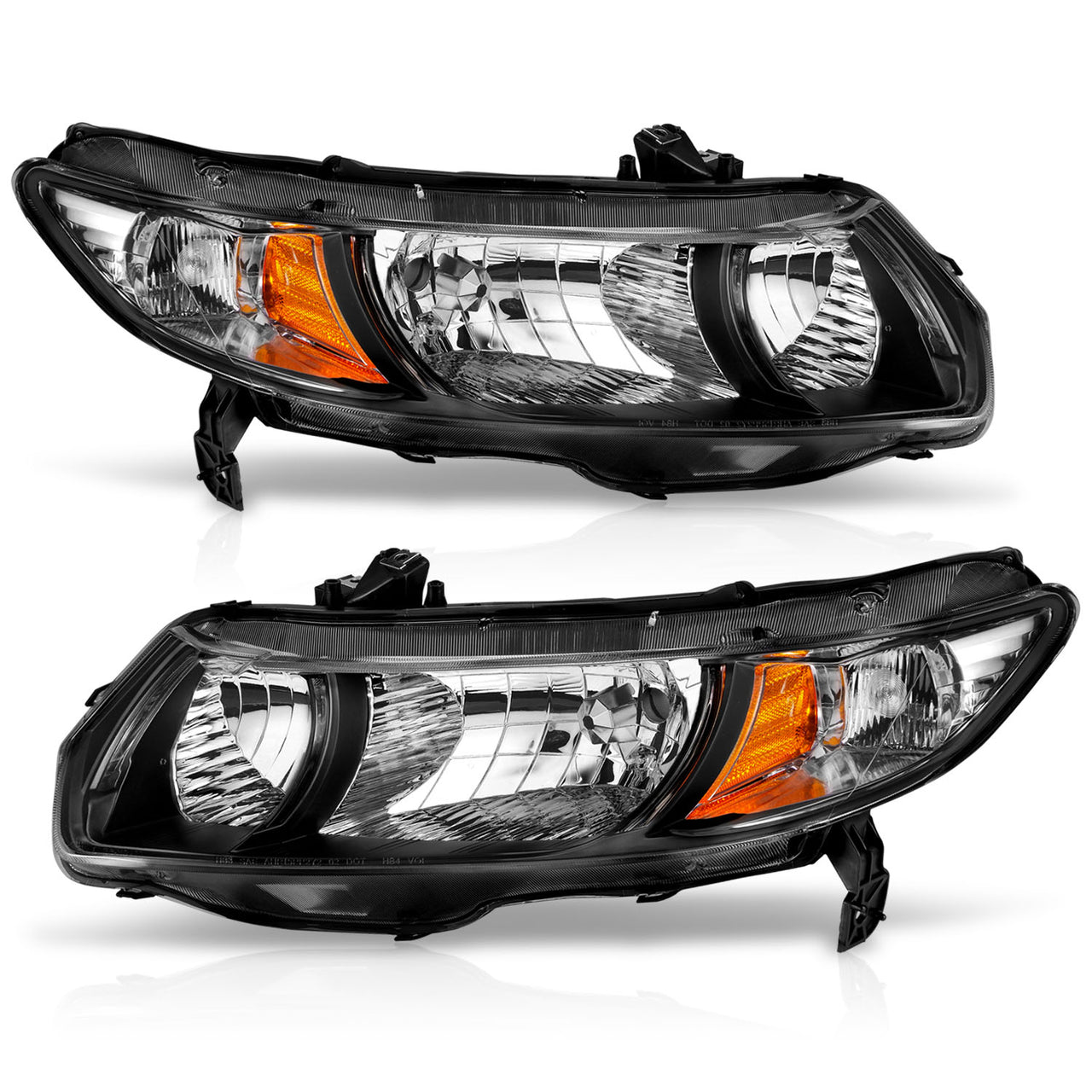 HONDA CIVIC 06-09 2DR HEADLIGHTS BLACK AMBER (OE REPLACEMENT)