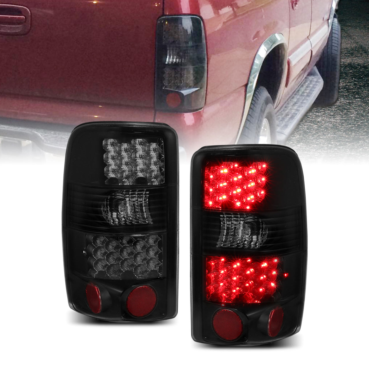 CHEVY TAHOE/SUBURBAN/GMC DENALI 00-06 LED TAIL LIGHTS DARK SMOKE
