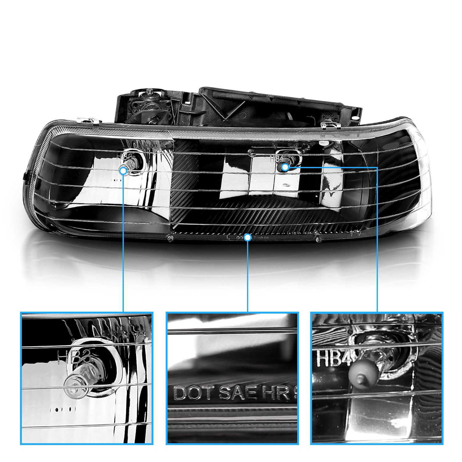 CHEVY SILVERADO 99-02 BLACK HEADLIGHTS