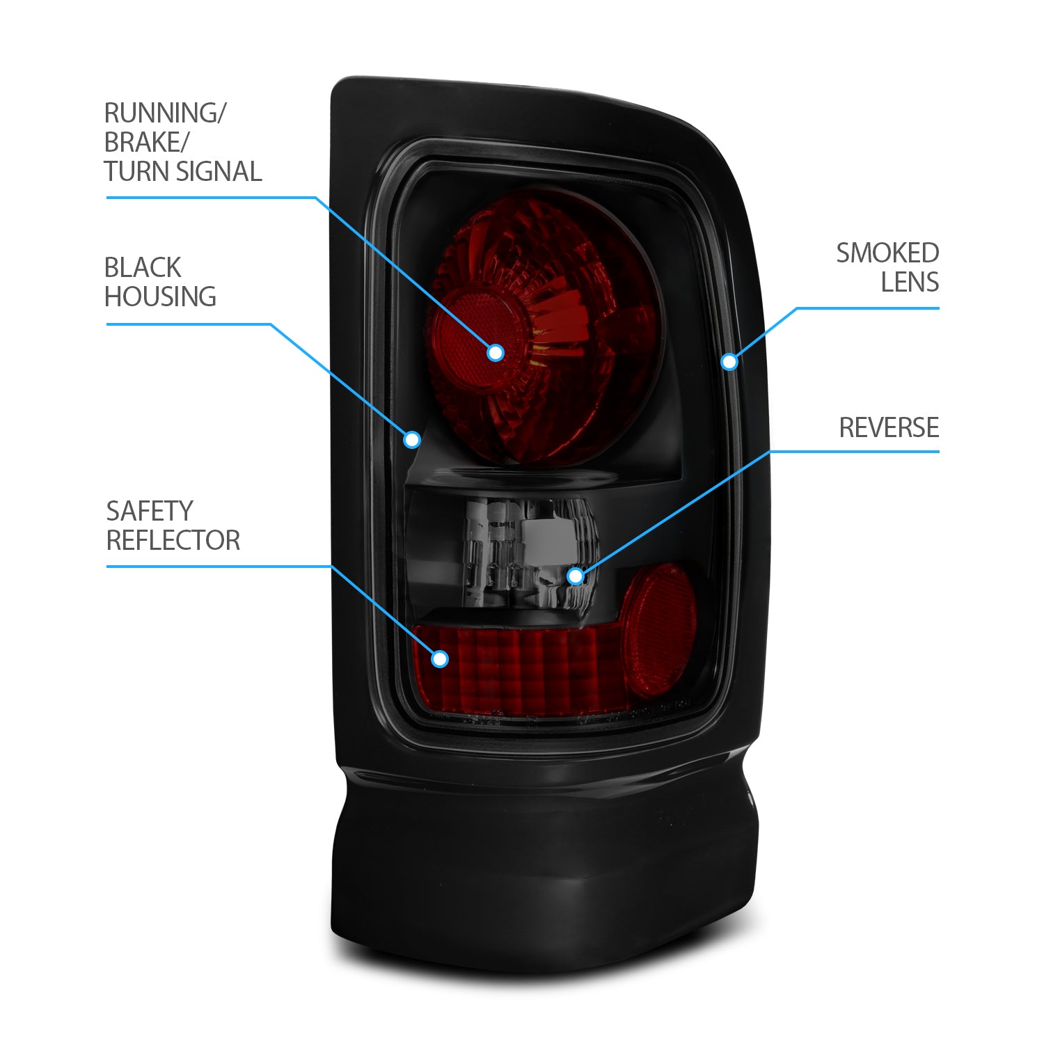 DODGE RAM 94-01 TAIL LIGHTS DARK SMOKE