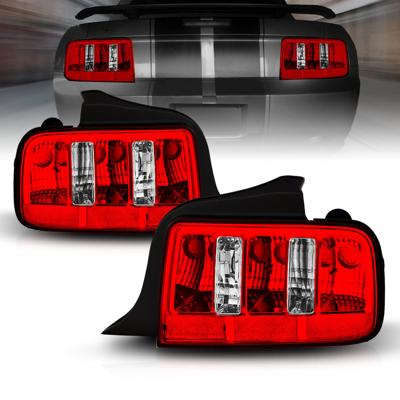 FORD MUSTANG 05-09 TAIL LIGHTS RED/CLEAR (2010 STYLE) (NOT ASSEMBLY)