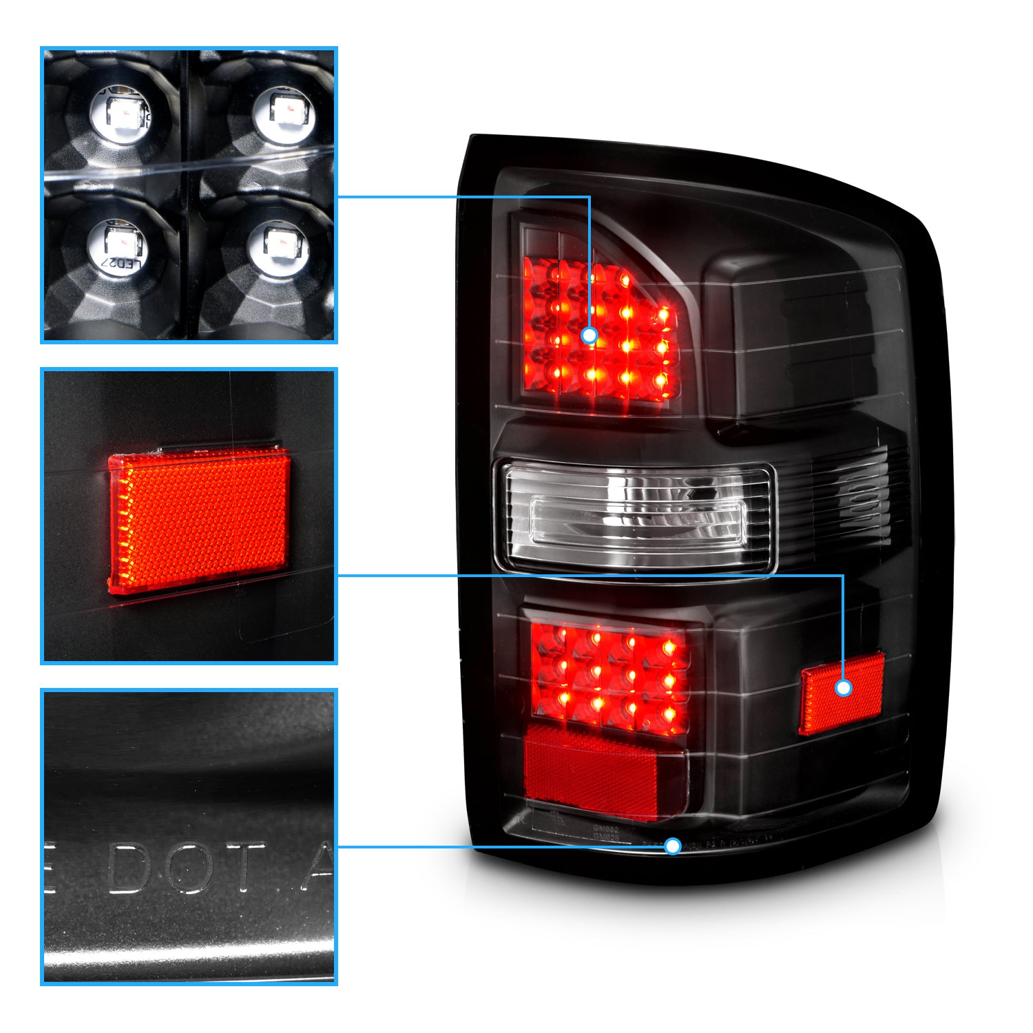 GMC SIERRA 14-18 LED TAIL LIGHTS BLACK  (NON-OEM LED ONLY)