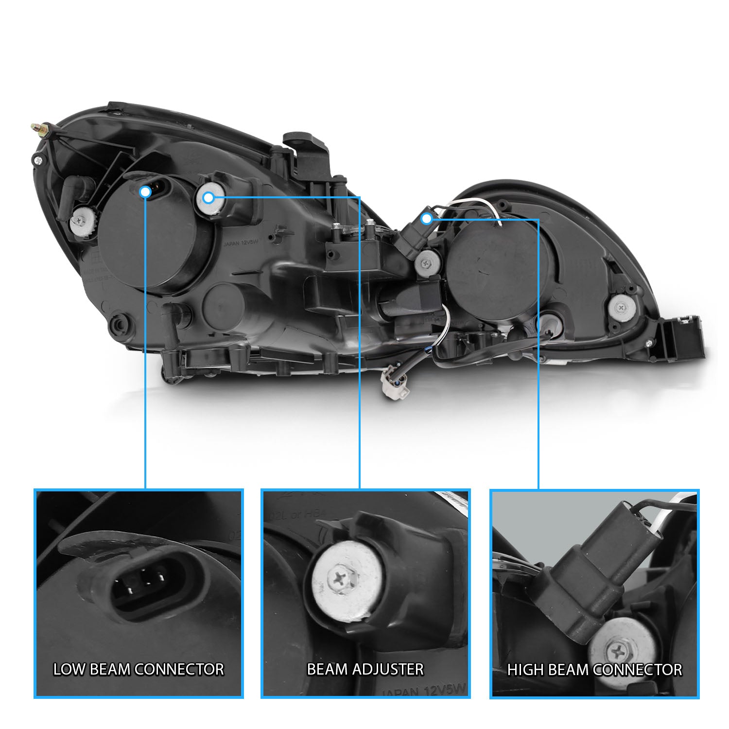 LEXUS GS 300/400 98-05 PROJECTOR HEADLIGHTS HALO BLACK CLEAR (RX HALO)