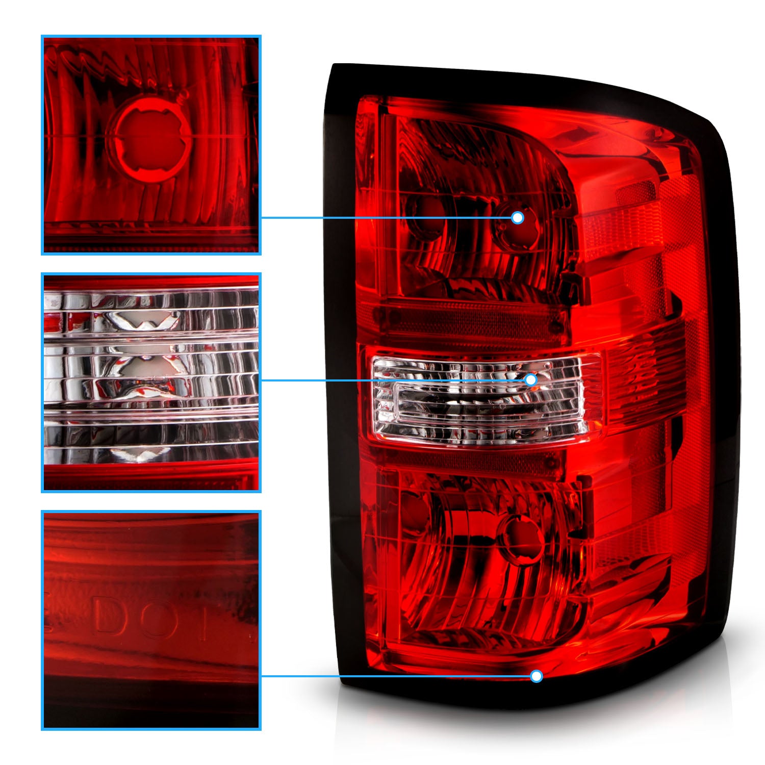 GMC SIERRA 14-18 TAIL LIGHTS RED/CLEAR LENS (OE STYLE)