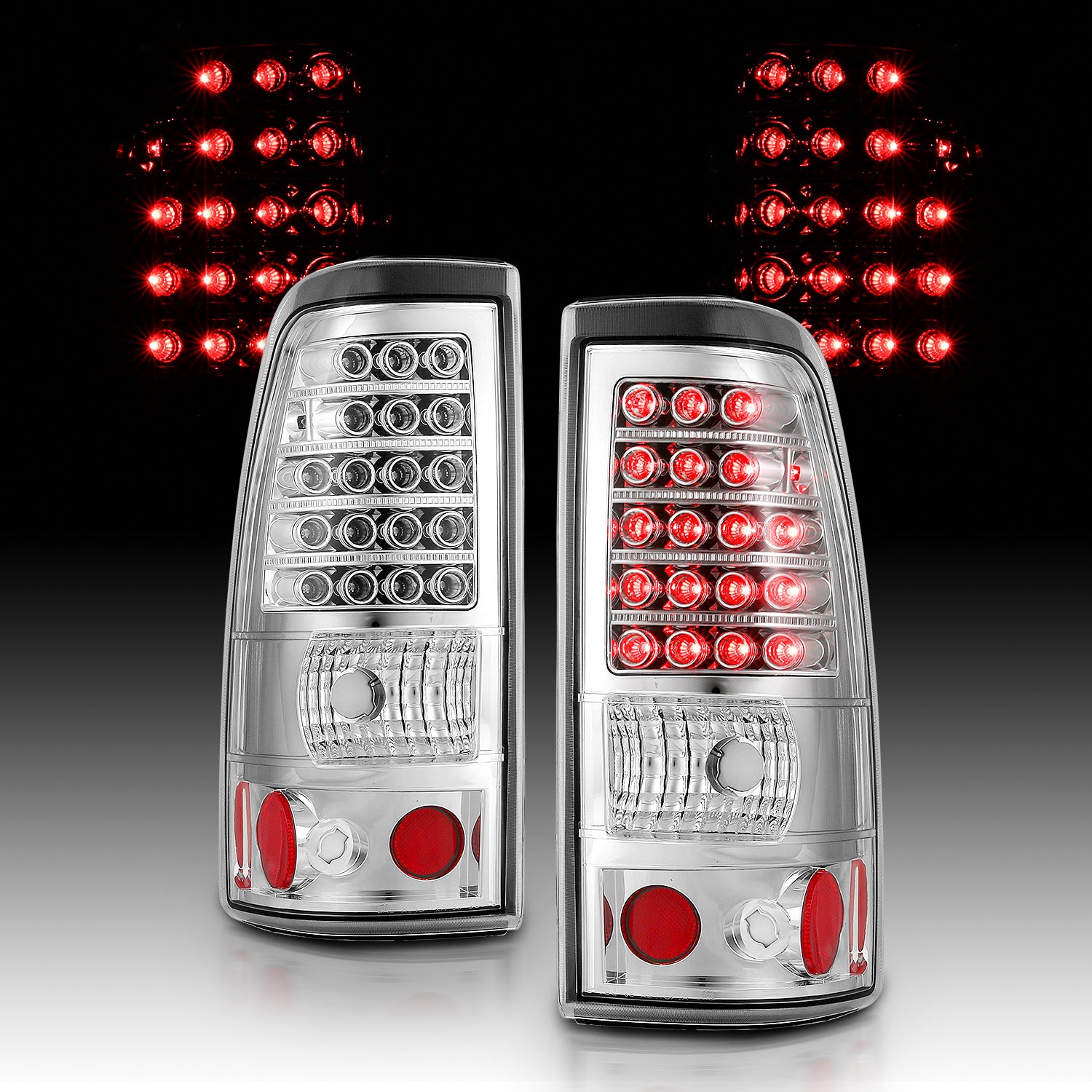 CHEVY SILVERADO 03-07 (1500/2500 SERIES 2003 & 1500/2500/3500 SRW SERIES 04-07) LED TAIL LIGHTS CHROME (4 HOLE)