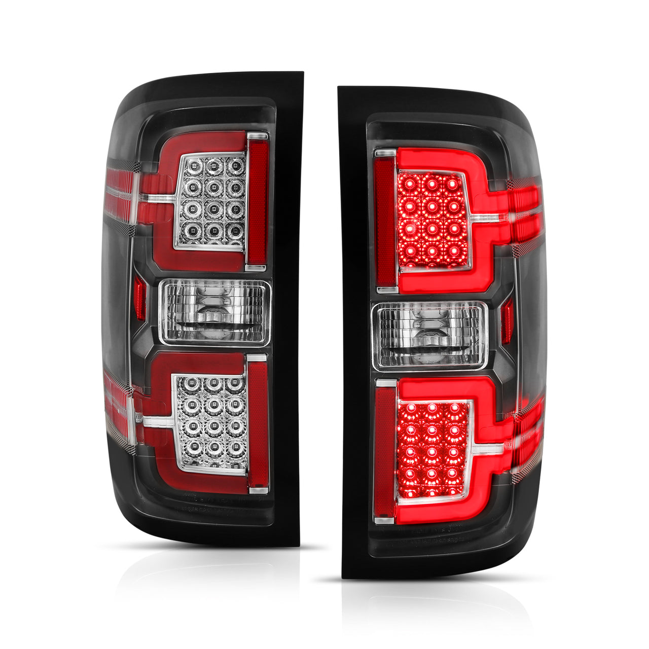 CHEVY SILVERADO 14-17 LED TAIL LIGHTS BLACK HOUSING CLEAR LENS (SEQUENTIAL SIGNAL)