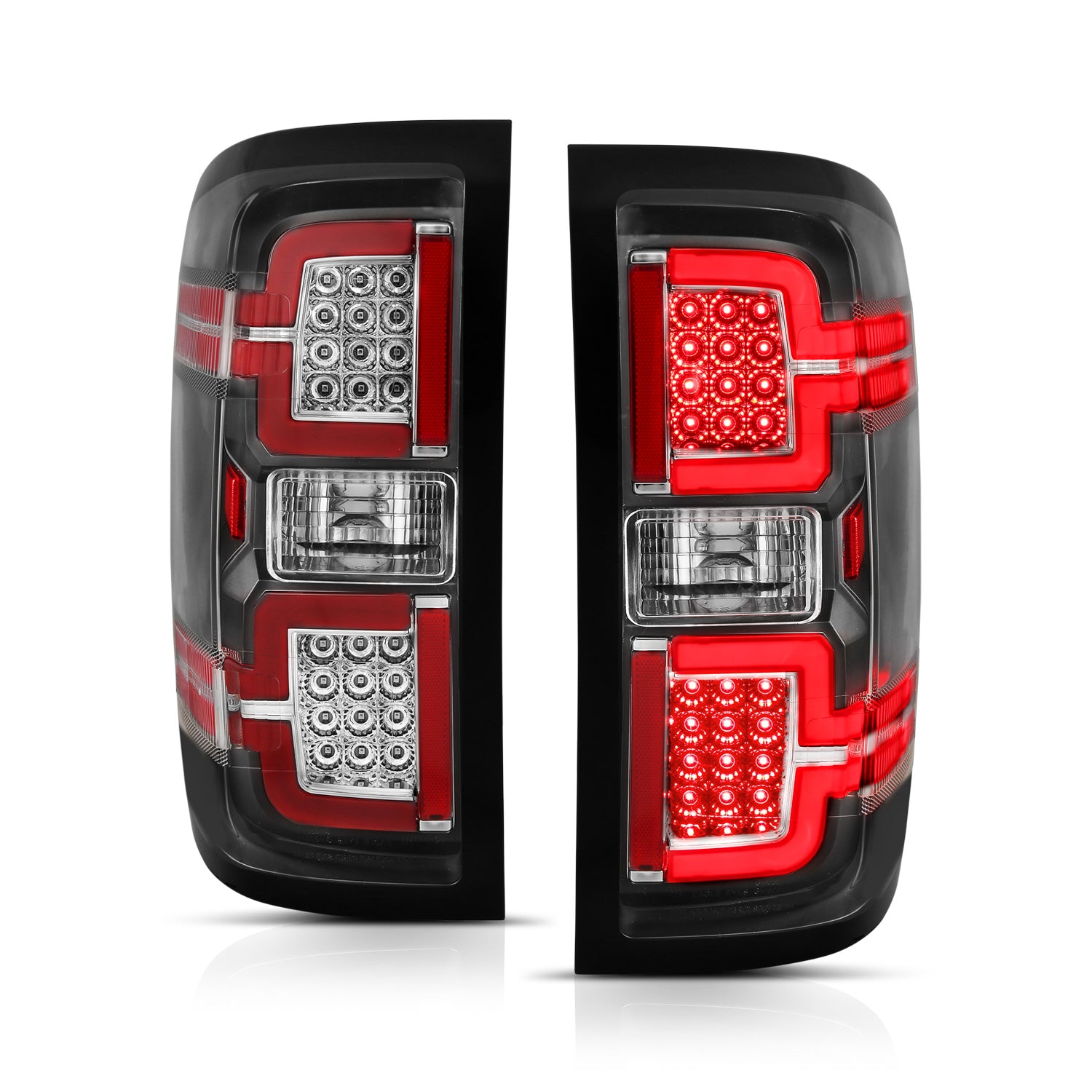 CHEVY SILVERADO 14-17 LED TAIL LIGHTS BLACK HOUSING CLEAR LENS (SEQUENTIAL SIGNAL)
