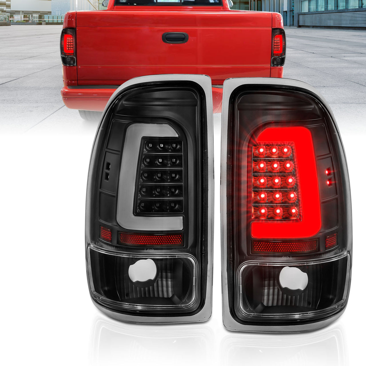 DODGE DAKOTA 97-04 L.E.D T.L BLACK HOUSING CLEAR LENS W/ C LIGHT BAR