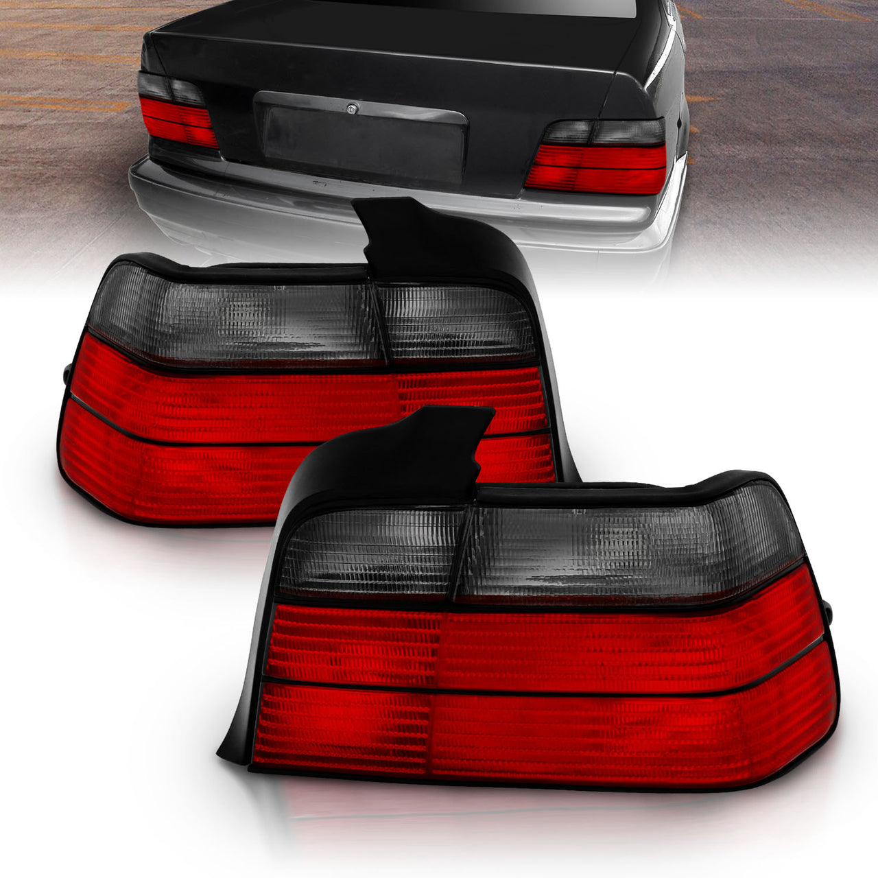 BMW 3 SERIES E36 92-98 4DR TAIL LIGHTS RED/SMOKE