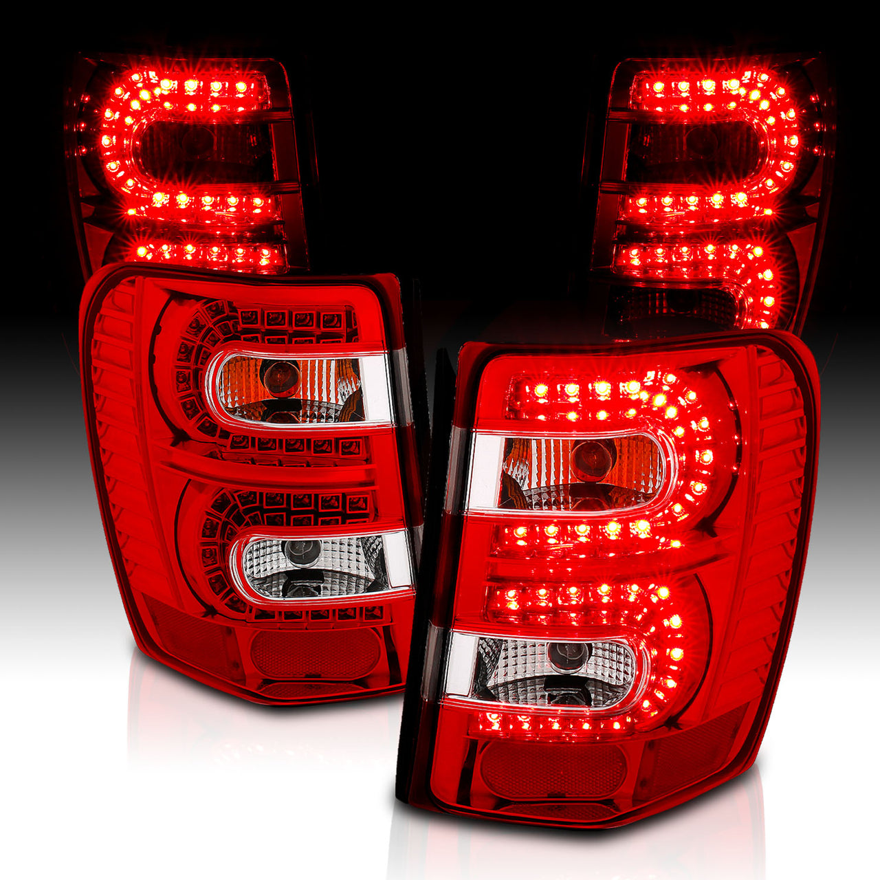 JEEP GRAND CHEROKEE 99-04 LED TAIL LIGHTS RED/CLEAR