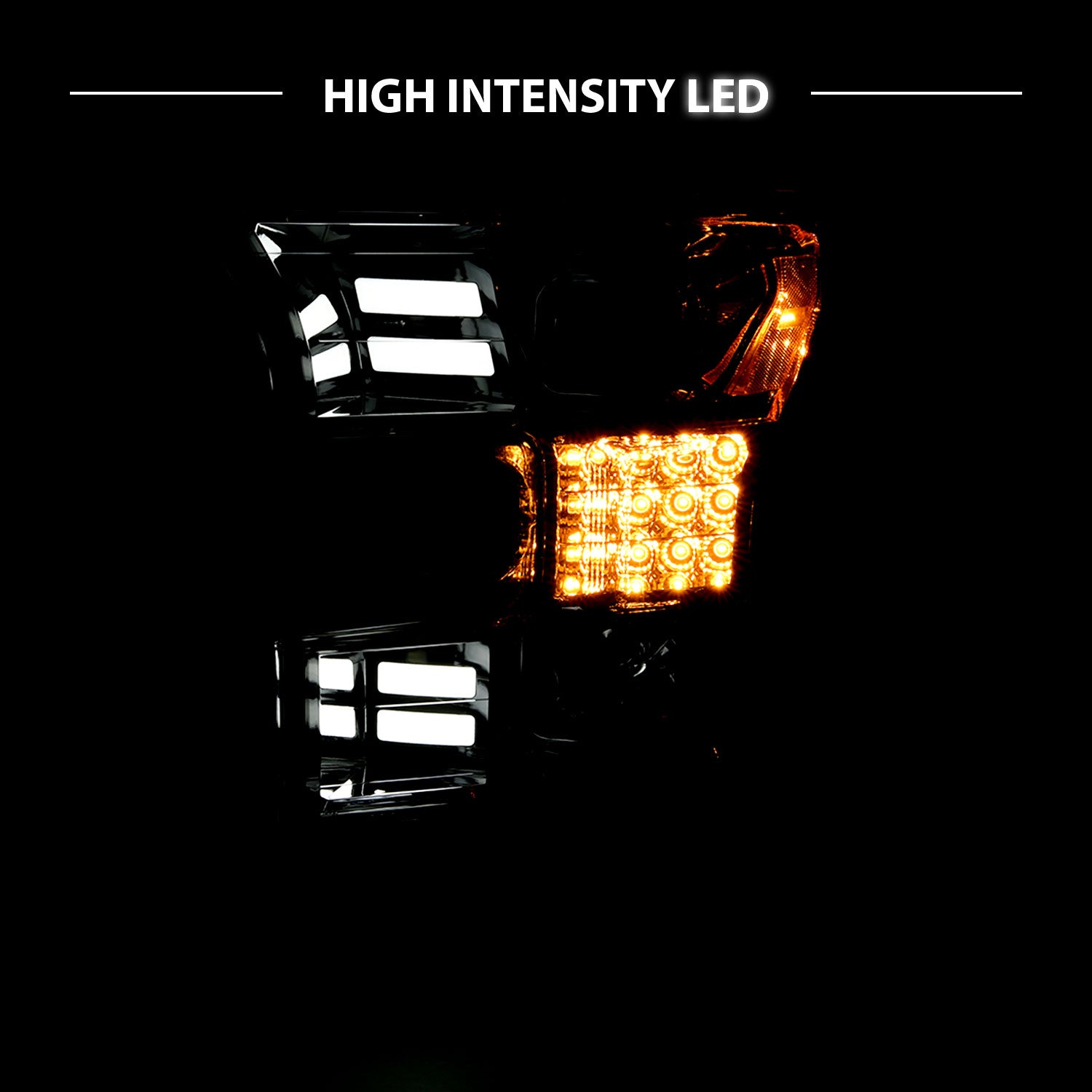 FORD F-150 15-17 PROJECTOR LIGHT BAR STYLE HEADLIGHTS CHROME HOUSING AMBER (SEQUENTIAL SIGNAL)
