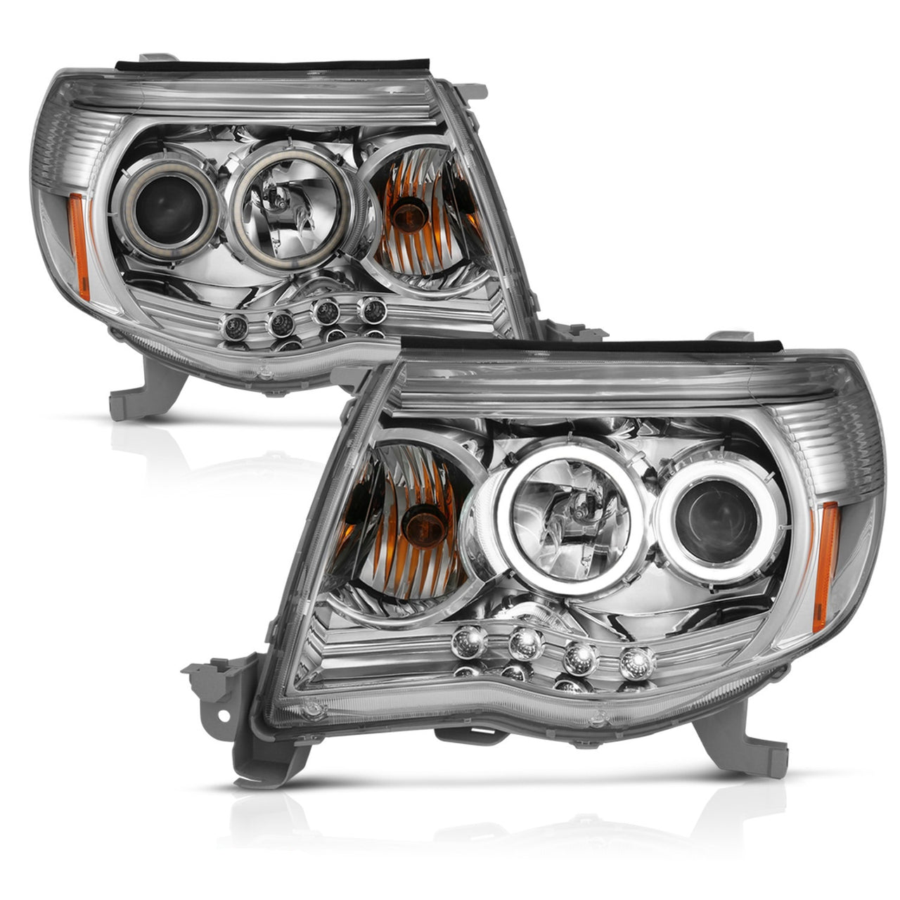 TOYOTA TACOMA 05-11 PROJECTOR HEADLIGHTS  W/O CCFL BAR  CHROME AMBER (RX HALO)