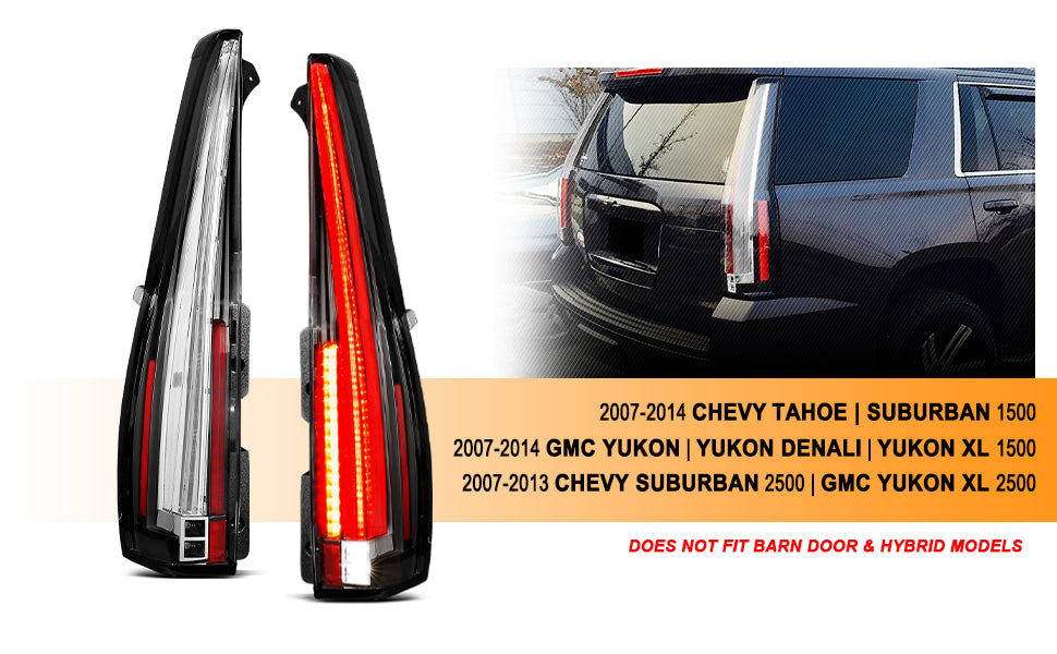 CHEVY TAHOE/SUBURBAN/ YUKON 07-14 LED TAIL LIGHTS (LONG VERSION)