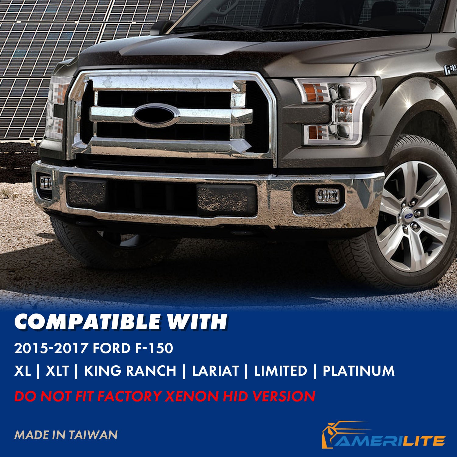 FORD F-150 15-17 PROJECTOR LIGHT BAR STYLE HEADLIGHTS G3 CHROME AMBER