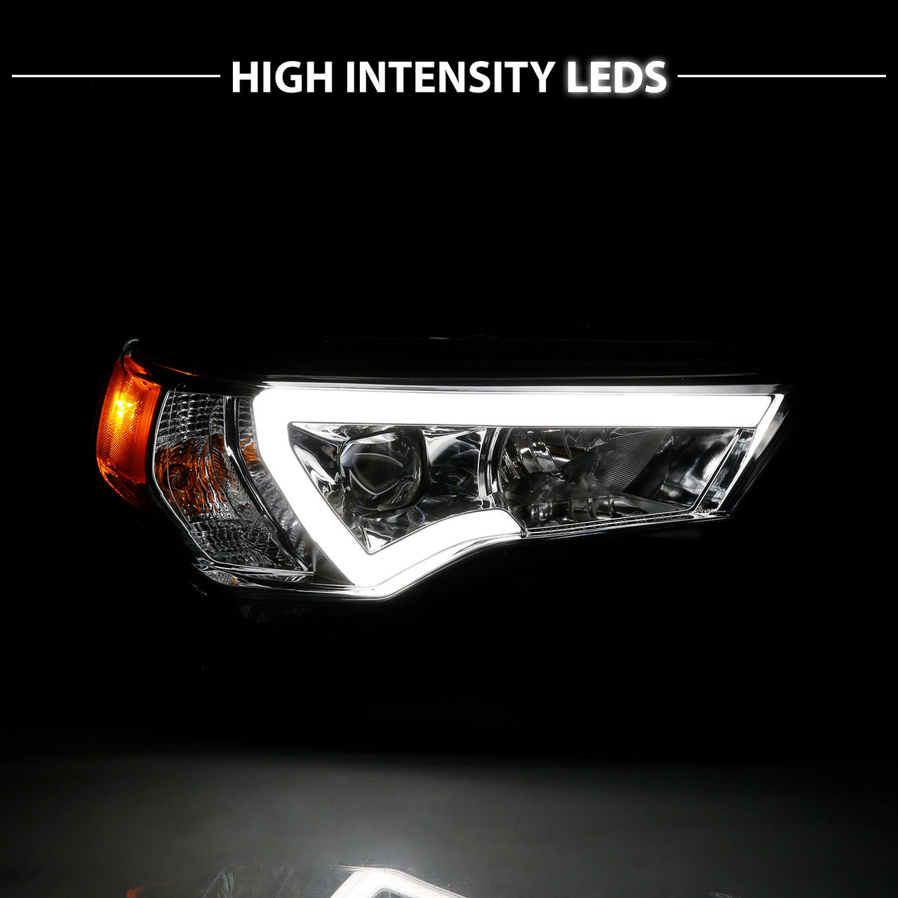 TOYOTA 4 RUNNER 14-23 PROJECTOR LIGHT BAR STYLE HEADLIGHTS CHROME CLEAR AMBER