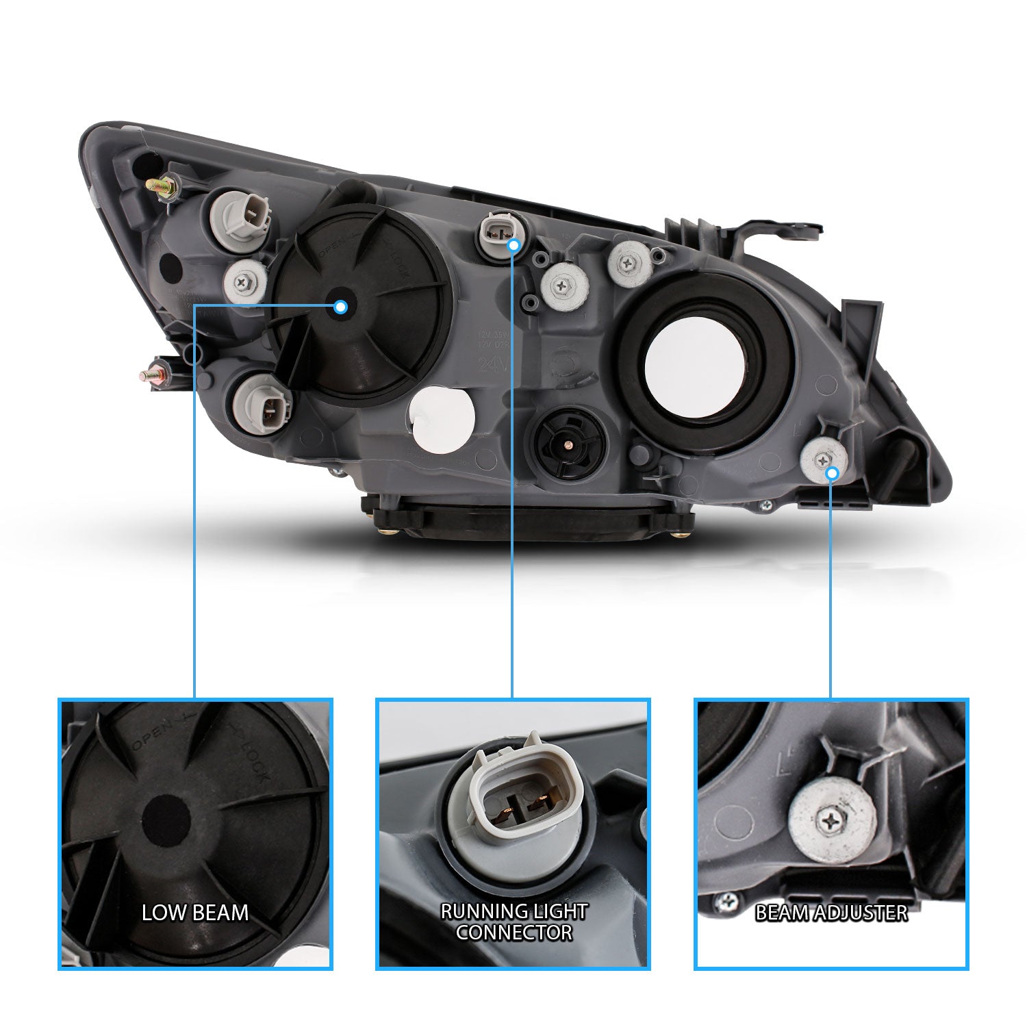 LEXUS IS 300 01-05 CRYSTAL HEADLIGHTS BLACK
