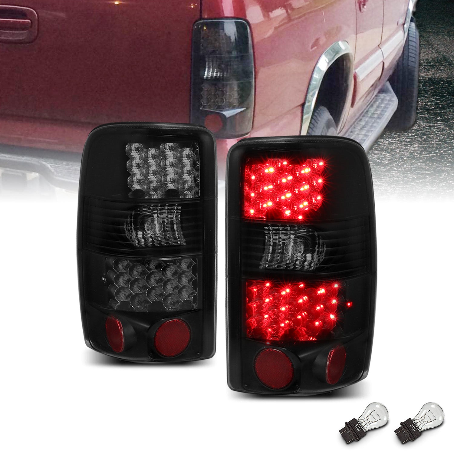 CHEVY TAHOE/SUBURBAN/GMC DENALI 00-06 LED TAIL LIGHTS DARK SMOKE