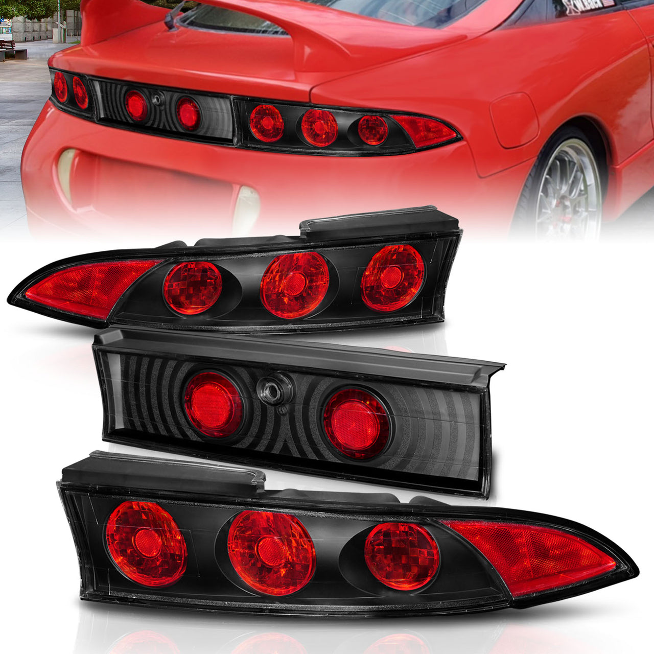 MITSUBISHI ECLIPSE 95-99 TAIL LIGHTS G2 BLACK (3PCS)