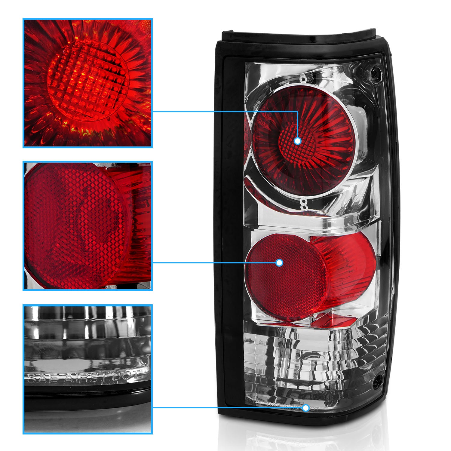 CHEVY S-10/GMC SONOMA 82-93 TAIL LIGHTS CHROME