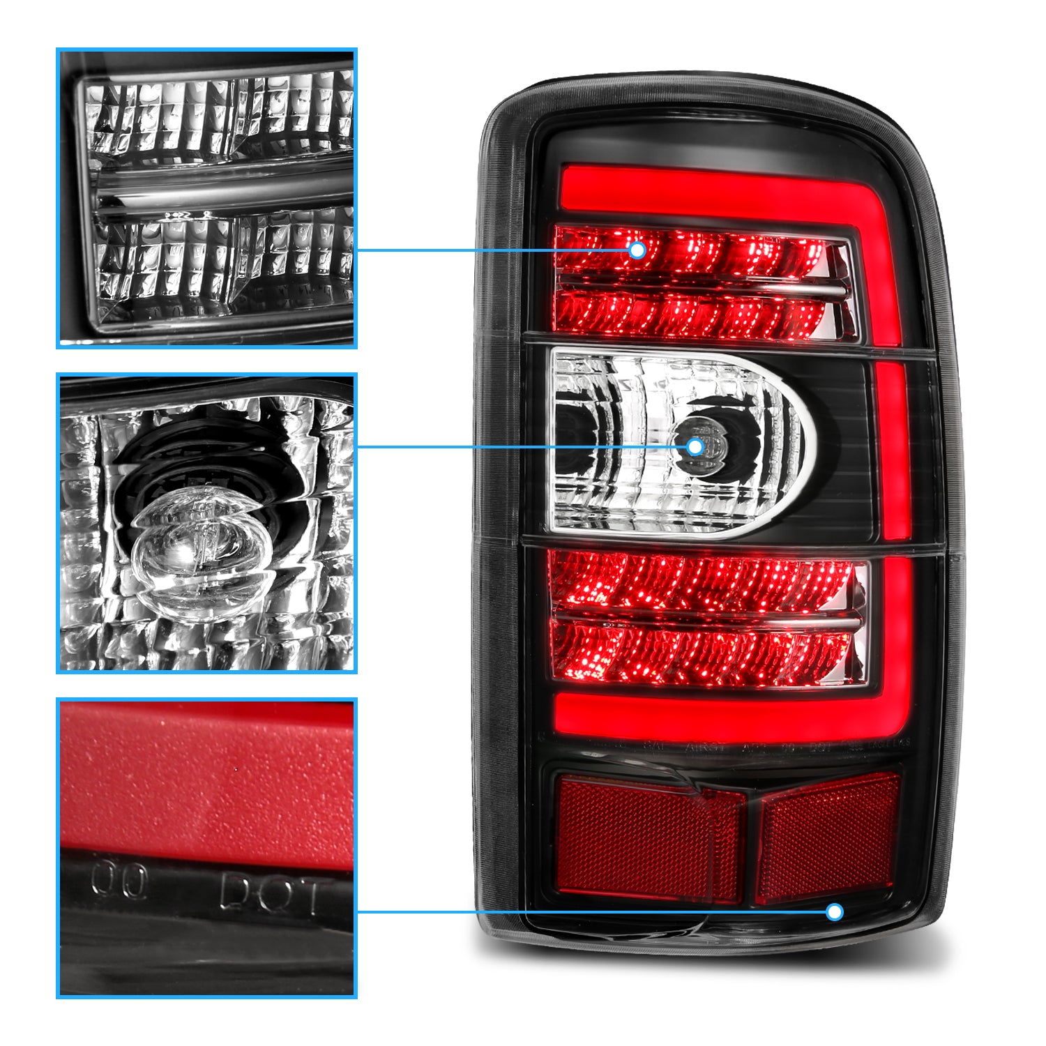 CHEVY TAHOE/SUBURBAN/GMC DENALI 00-06 LED TAIL LIGHTS CLEAR LENS BLACK HOUSING