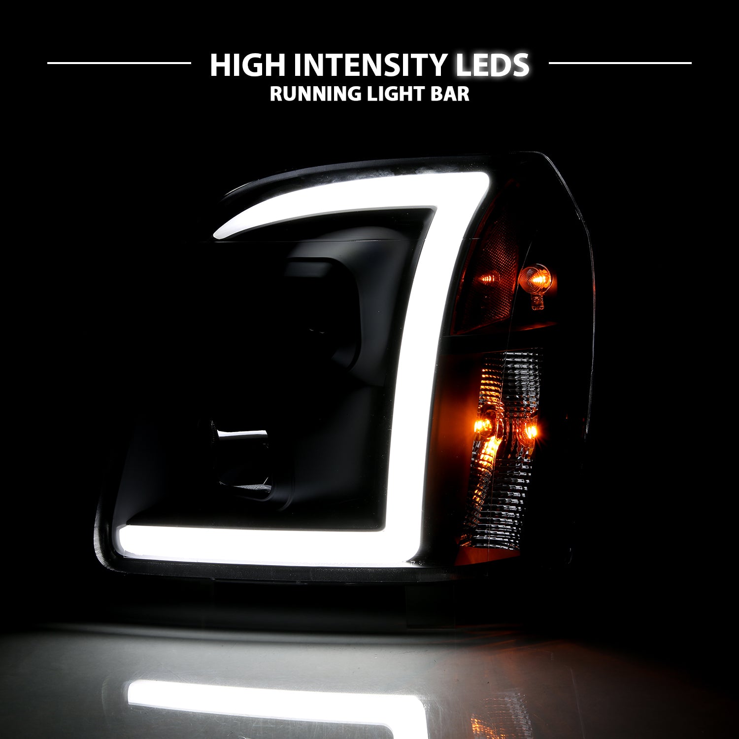 GMC YUKON/YUKON XL/DENALI/XL DENAL 07-10 PRO HEADLIGHTS LIGHT BAR STYLE BLACK AMBER