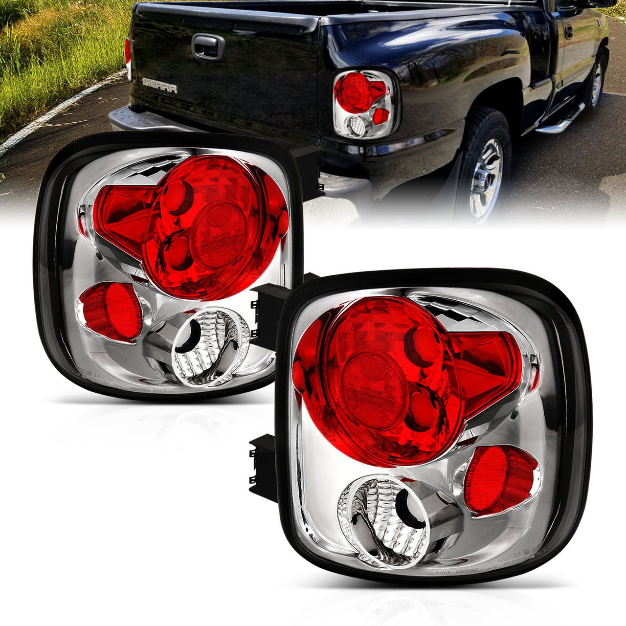 CHEVY SILVERADO/SIERRA STEPSIDE 99-02 TAIL LIGHTS CHROME