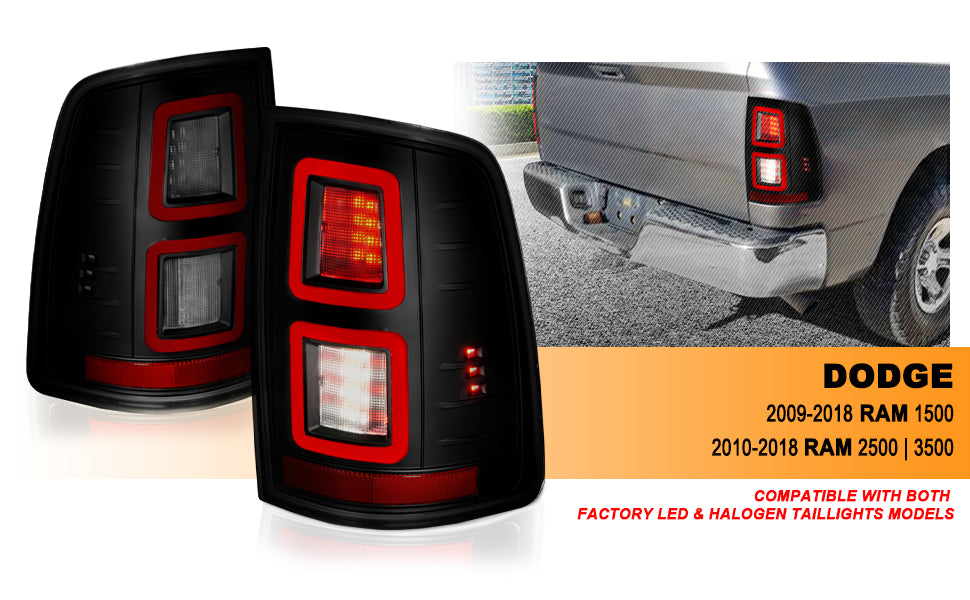 DODGE RAM 09-17 LED TAIL LIGHTS ALL SMOKE (FOR BULB VERSION ONLY)